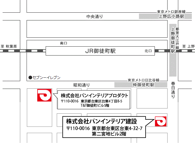 (株)パンインテリア建設地図